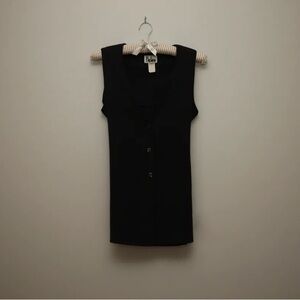 Rafaella Black Sleeveless Button-Front Shift Dress